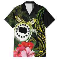 Kia Orana Cook Islands Family Matching Off Shoulder Short Dress and Hawaiian Shirt Turtle and Hibiscus Polynesian Pattern LT03 Dad's Shirt - Short Sleeve Yellow - Polynesian Pride