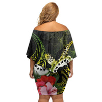 Kia Orana Cook Islands Family Matching Off Shoulder Short Dress and Hawaiian Shirt Turtle and Hibiscus Polynesian Pattern LT03 - Polynesian Pride