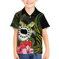 Kia Orana Cook Islands Family Matching Puletasi and Hawaiian Shirt Turtle and Hibiscus Polynesian Pattern LT03 Son's Shirt Yellow - Polynesian Pride