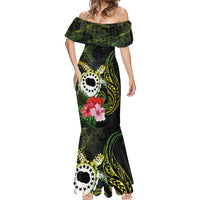 Kia Orana Cook Islands Mermaid Dress Turtle and Hibiscus Polynesian Pattern LT03 - Polynesian Pride