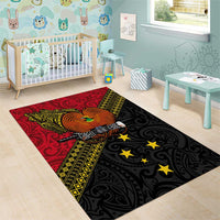 Papua New Guinea Goroka Show Area Rug Bird-of-paradise and Melanesian Tattoo Pattern LT03 - Polynesian Pride