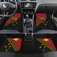 Papua New Guinea Goroka Show Car Mats Bird-of-paradise and Melanesian Tattoo Pattern LT03 Set 4pcs Red - Polynesian Pride
