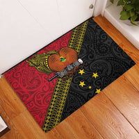 Papua New Guinea Goroka Show Rubber Doormat Bird-of-paradise and Melanesian Tattoo Pattern LT03 - Polynesian Pride