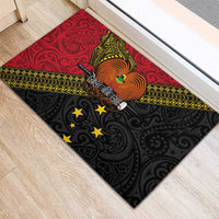 Papua New Guinea Goroka Show Rubber Doormat Bird-of-paradise and Melanesian Tattoo Pattern LT03 - Polynesian Pride