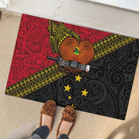 Papua New Guinea Goroka Show Rubber Doormat Bird-of-paradise and Melanesian Tattoo Pattern LT03 - Polynesian Pride