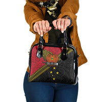 Papua New Guinea Goroka Show Shoulder Handbag Bird-of-paradise and Melanesian Tattoo Pattern LT03 One Size Red - Polynesian Pride