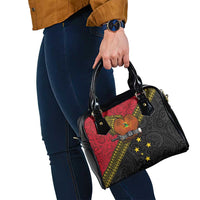 Papua New Guinea Goroka Show Shoulder Handbag Bird-of-paradise and Melanesian Tattoo Pattern LT03 - Polynesian Pride
