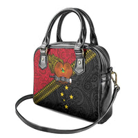 Papua New Guinea Goroka Show Shoulder Handbag Bird-of-paradise and Melanesian Tattoo Pattern LT03 - Polynesian Pride
