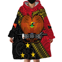 Papua new Guinea Goroka Show Wearable Blanket Hoodie Bird-of-paradise and Melanesian Tattoo Pattern