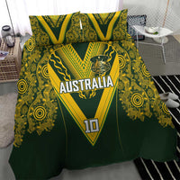 Australia Rugby Custom Bedding Set Aboriginal Art Sporty Style - Polynesian Pride