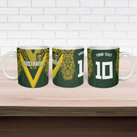 Australia Rugby Custom Ceramic Mug Aboriginal Art Sporty Style - Polynesian Pride