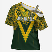 Australia Rugby Custom Cross Shoulder Shirt Aboriginal Art Sporty Style - Polynesian Pride