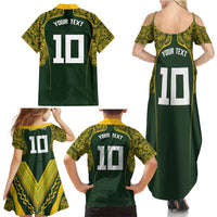 Australia Rugby Custom Family Matching Summer Maxi Dress and Hawaiian Shirt Aboriginal Art Sporty Style - Polynesian Pride