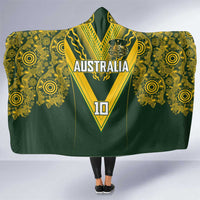 Australia Rugby Custom Hooded Blanket Aboriginal Art Sporty Style - Polynesian Pride