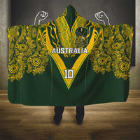 Australia Rugby Custom Hooded Blanket Aboriginal Art Sporty Style - Polynesian Pride