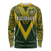 Australia Rugby Custom Long Sleeve Shirt Aboriginal Art Sporty Style - Polynesian Pride