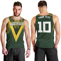 Australia Rugby Custom Men Tank Top Aboriginal Art Sporty Style - Polynesian Pride