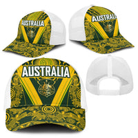 Australia Rugby Mesh Trucker Cap Aboriginal Art Sporty Style - Polynesian Pride