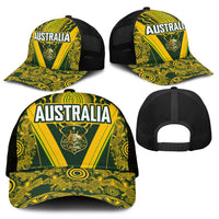 Australia Rugby Mesh Trucker Cap Aboriginal Art Sporty Style - Polynesian Pride