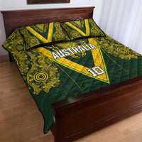 Australia Rugby Custom Quilt Bed Set Aboriginal Art Sporty Style - Polynesian Pride