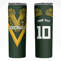 Australia Rugby Custom Skinny Tumbler Aboriginal Art Sporty Style - Polynesian Pride