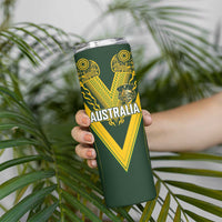 Australia Rugby Custom Skinny Tumbler Aboriginal Art Sporty Style - Polynesian Pride