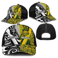 Aotearoa Australia Rugby Baseball Net Cap Maori and Aboriginal Art Sporty Style - Polynesian Pride