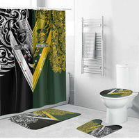 Aotearoa Australia Rugby Bathroom Set Maori and Aboriginal Art Sporty Style - Polynesian Pride