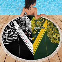 Aotearoa Australia Rugby Beach Blanket Maori and Aboriginal Art Sporty Style - Polynesian Pride