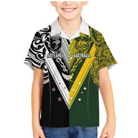 Aotearoa Australia Rugby Custom Family Matching Mermaid Dress and Hawaiian Shirt Maori and Aboriginal Art Sporty Style - Polynesian Pride