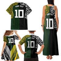 Aotearoa Australia Rugby Custom Family Matching Tank Maxi Dress and Hawaiian Shirt Maori and Aboriginal Art Sporty Style - Polynesian Pride