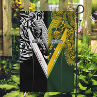 Aotearoa Australia Rugby Garden Flag Maori and Aboriginal Art Sporty Style - Polynesian Pride