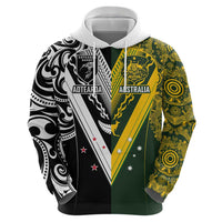 Aotearoa Australia Rugby Custom Hoodie Maori and Aboriginal Art Sporty Style - Polynesian Pride