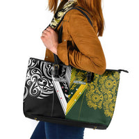 Aotearoa Australia Rugby Leather Tote Bag Maori and Aboriginal Art Sporty Style - Polynesian Pride
