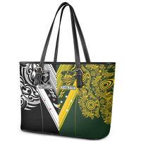 Aotearoa Australia Rugby Leather Tote Bag Maori and Aboriginal Art Sporty Style - Polynesian Pride