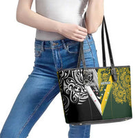 Aotearoa Australia Rugby Leather Tote Bag Maori and Aboriginal Art Sporty Style - Polynesian Pride