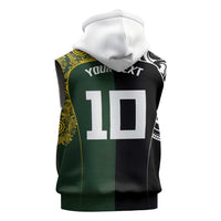 Aotearoa Australia Rugby Custom Sleeveless Zip Hoodie Maori and Aboriginal Art Sporty Style LT03