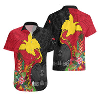 Custom Papua New Guinea Hawaiian Shirt Birds Of Paradise Mix Tropical Flower Polynesian Pattern LT03 - Polynesian Pride