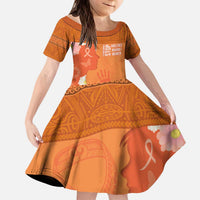 International Day for the Elimination of Violence Against Women Kid Short Sleeve Dress Polynesian Pattern LT03 KID Orange - Polynesian Pride