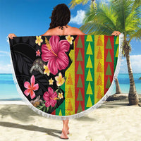 Hawaiian Independence Day Beach Blanket Kanaka Maoli Symbols With Tapa Motifs and Tropical Plants - Polynesian Pride