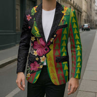 Hawaiian Independence Day Blazer Kanaka Maoli Symbols With Tapa Motifs and Tropical Plants - Polynesian Pride