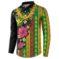 Hawaiian Independence Day Button Sweatshirt Kanaka Maoli Symbols With Tapa Motifs and Tropical Plants - Polynesian Pride