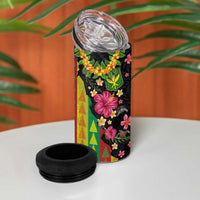 Hawaiian Independence Day 4 in 1 Can Cooler Tumbler Kanaka Maoli Symbols With Tapa Motifs and Tropical Plants - Polynesian Pride