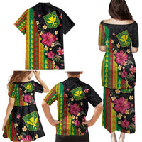Hawaiian Independence Day Family Matching Puletasi and Hawaiian Shirt Kanaka Maoli Symbols With Tapa Motifs and Tropical Plants LT03 - Polynesian Pride