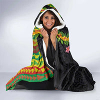 Hawaiian Independence Day Hooded Blanket Kanaka Maoli Symbols With Tapa Motifs and Tropical Plants - Polynesian Pride