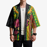 Hawaiian Independence Day Kimono Kanaka Maoli Symbols With Tapa Motifs and Tropical Plants - Polynesian Pride