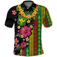 Hawaiian Independence Day Polo Shirt Kanaka Maoli Symbols With Tapa Motifs and Tropical Plants - Polynesian Pride