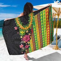 Hawaiian Independence Day Sarong Kanaka Maoli Symbols With Tapa Motifs and Tropical Plants - Polynesian Pride