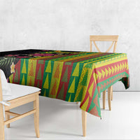 Hawaiian Independence Day Tablecloth Kanaka Maoli Symbols With Tapa Motifs and Tropical Plants - Polynesian Pride