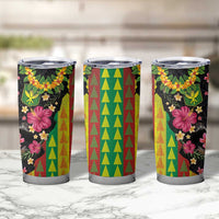 Hawaiian Independence Day Tumbler Cup Kanaka Maoli Symbols With Tapa Motifs and Tropical Plants - Polynesian Pride
